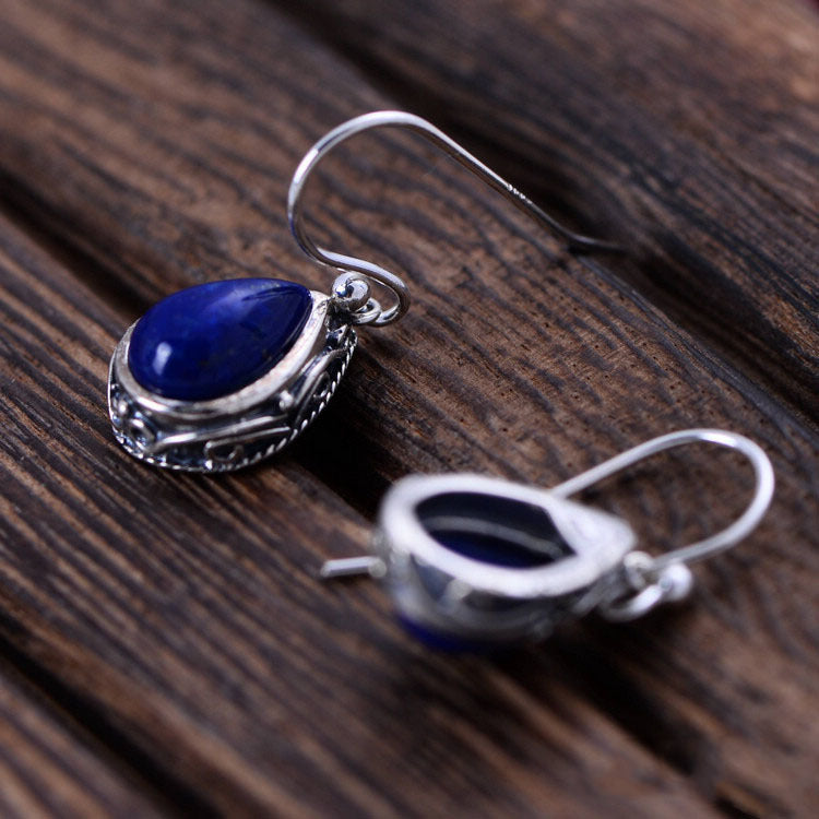 Sterling Silver Lapis Water Drop Earrings – Elegant Teardrop Jewelry for Women