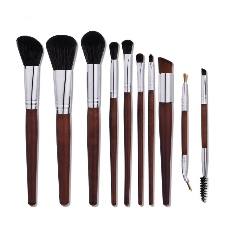 ✨ 10-Piece Makeup Brush Set — Wooden Handle Beauty Tools 💄