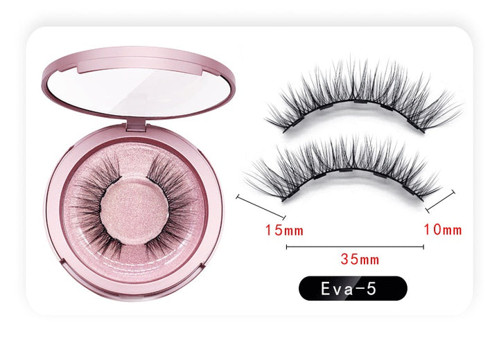 🧲👁️ Natural Long Lasting Magnetic Eyeliner & Magnetic False Eyelashes Set – 5 Pairs with Tweezers & Mirror Case