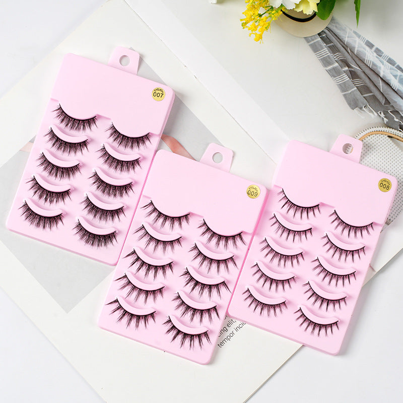 👁️✨ 5 Pairs Manga Lashes – Anime Cosplay Natural Wispy Korean False Eyelashes