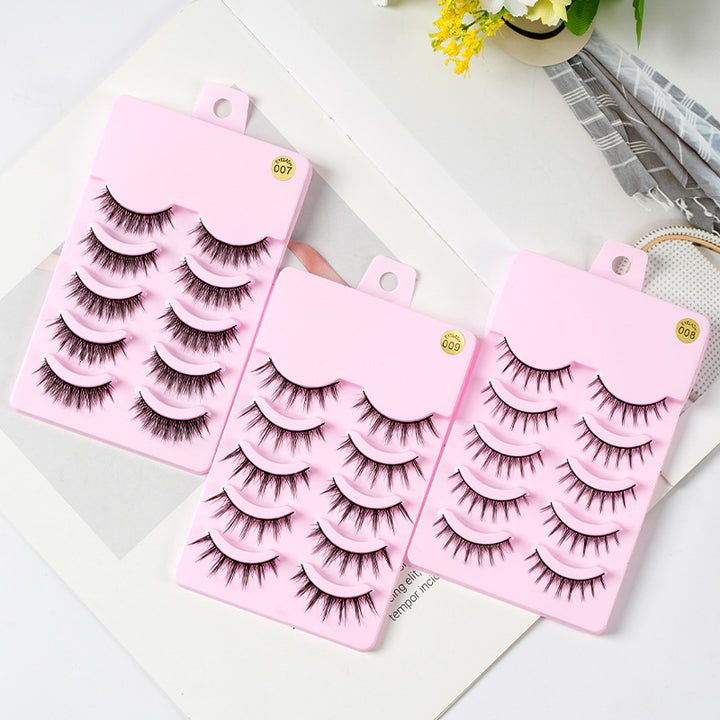 👁️✨ 5 Pairs Manga Lashes – Anime Cosplay Natural Wispy Korean False Eyelashes