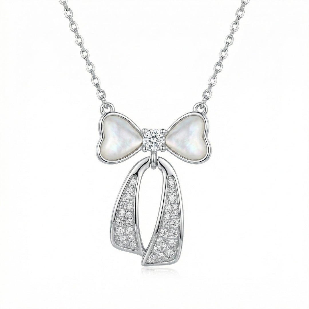 ✨ 925 Sterling Silver Mother-of-Pearl Bow Necklace