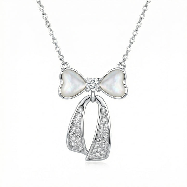 ✨ 925 Sterling Silver Mother-of-Pearl Bow Necklace