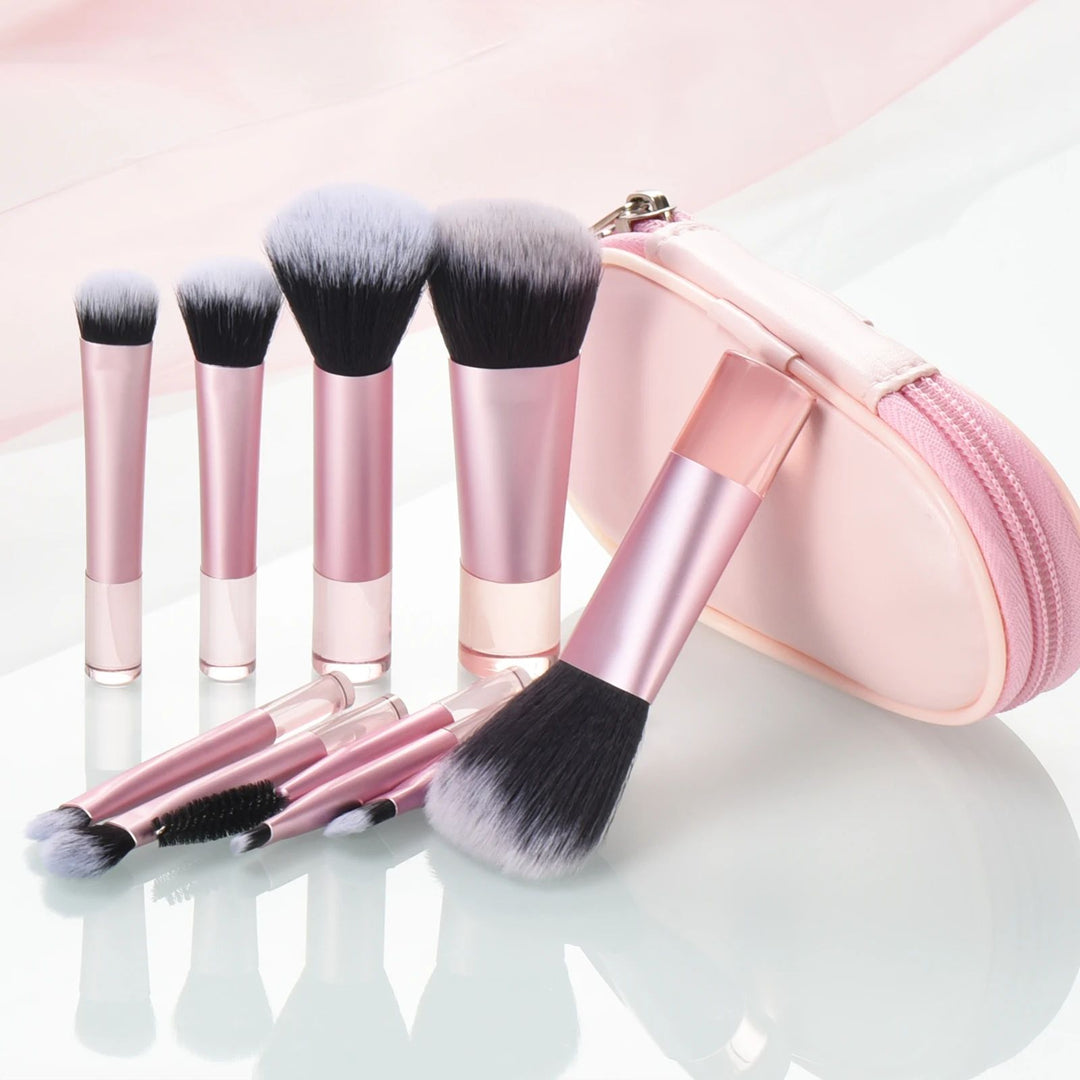 ✨ Mini Makeup Brush Set with Storage Bag — Soft Travel Beauty Kit 💄