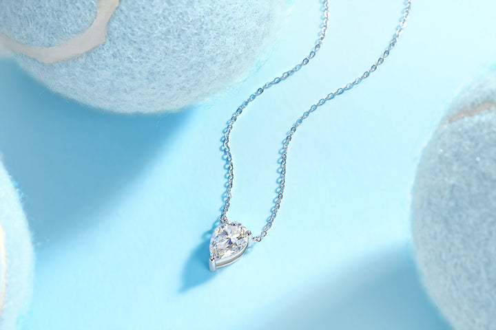 ✨ S925 Platinum-Plated Pear-Cut Moissanite Pendant Necklace ✨