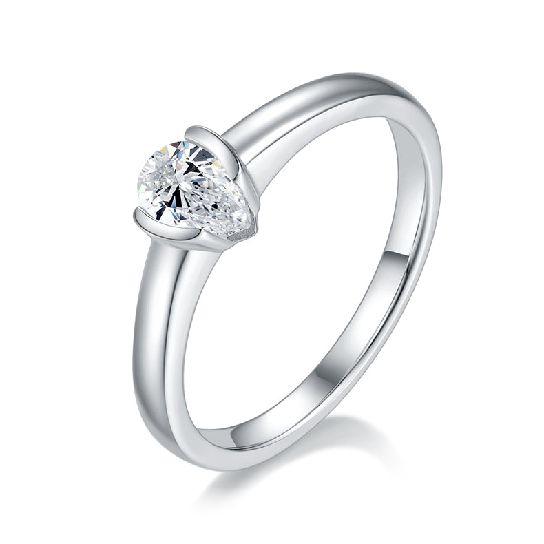 💍 Pear-Shaped Moissanite Ring – Platinum-Plated S925 Silver (4×6 mm, 2g, Sizes 5–9) 💍