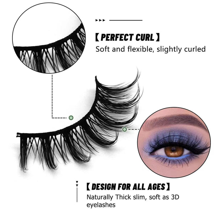👁️✨ Natural Dense Messy Curly Eyelashes – Soft Volume Lash Set (7 Pairs)