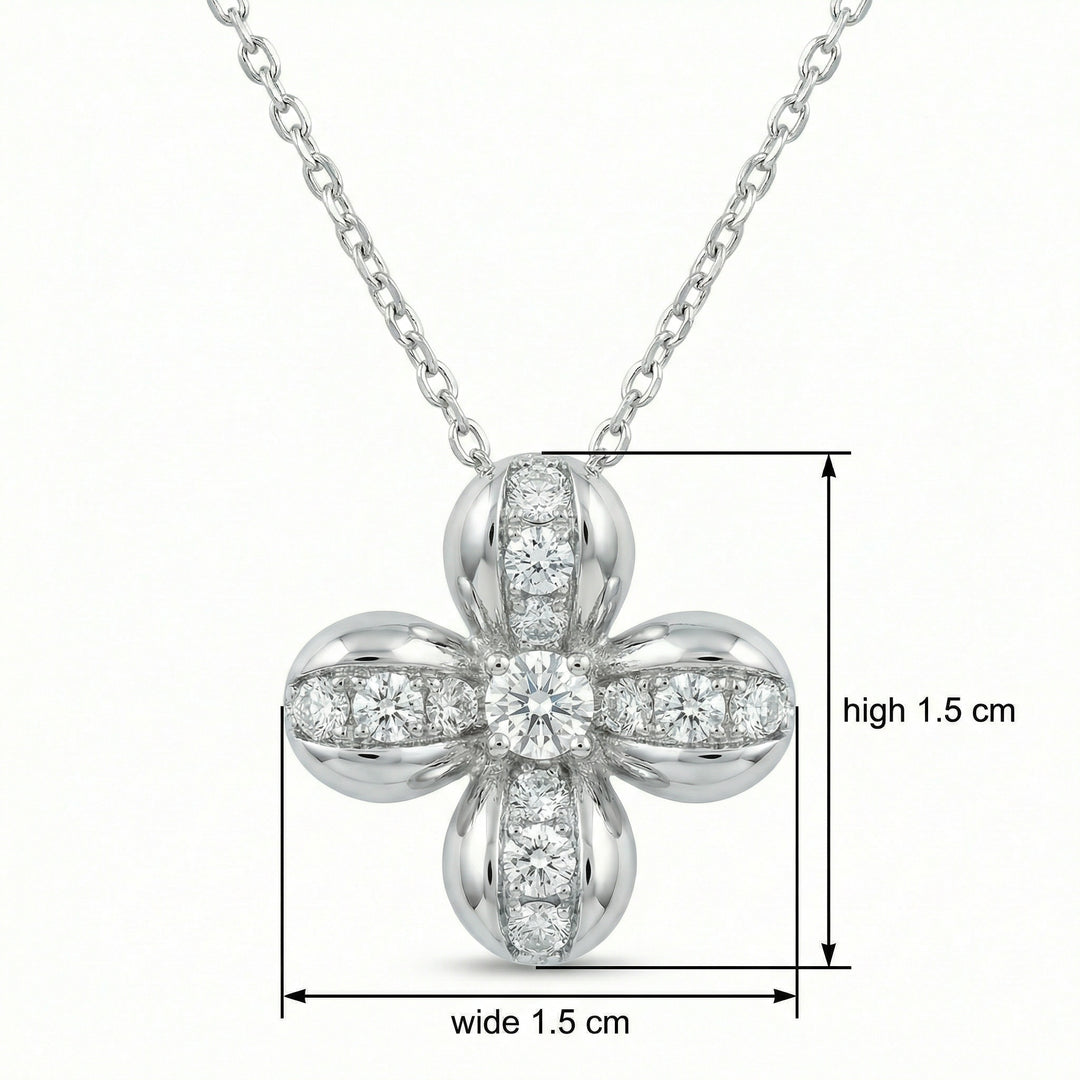 🍀 925 Sterling Silver Diamond Clover Necklace