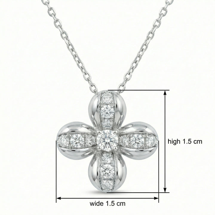 🍀 925 Sterling Silver Diamond Clover Necklace