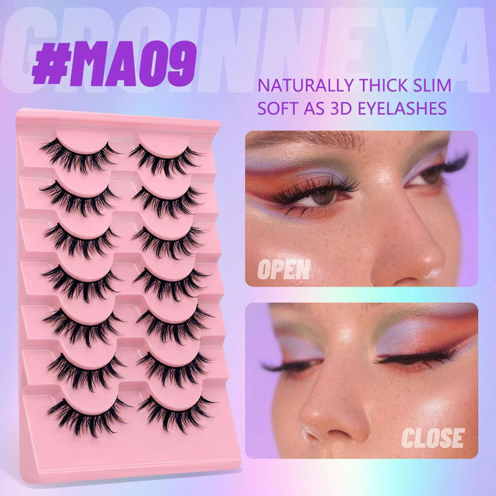 👁️✨ Natural Dense Messy Curly Eyelashes – Soft Volume Lash Set (7 Pairs)