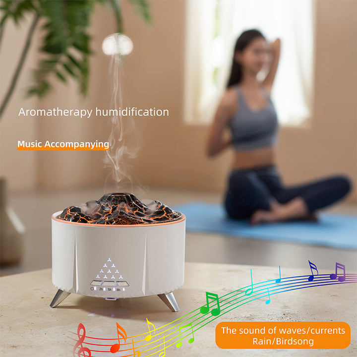 🔥🎶 Flame Aroma Diffuser with Bluetooth Speaker | Volcano Humidifier & White Noise Machine ✨