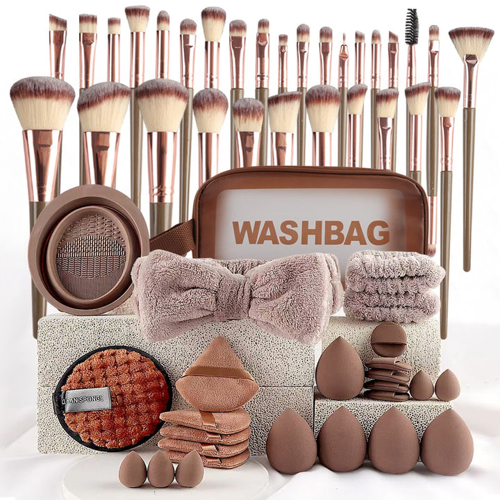 ✨ Black Makeup Brush Set — Powder, Foundation & Eyeshadow Collection 💄🖤