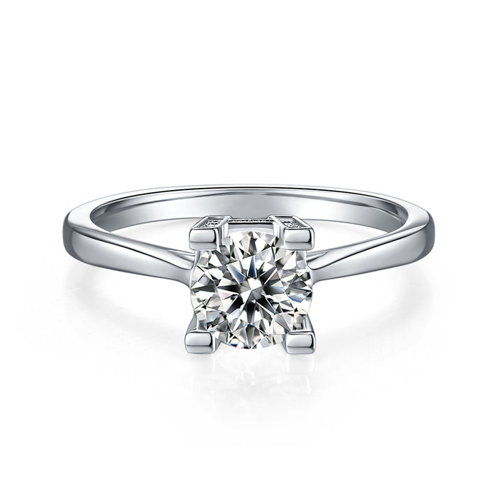 💍 1-Carat Moissanite Minimalist Ring – Platinum-Plated S925 Silver (2.2g, Sizes 5–9) 💍