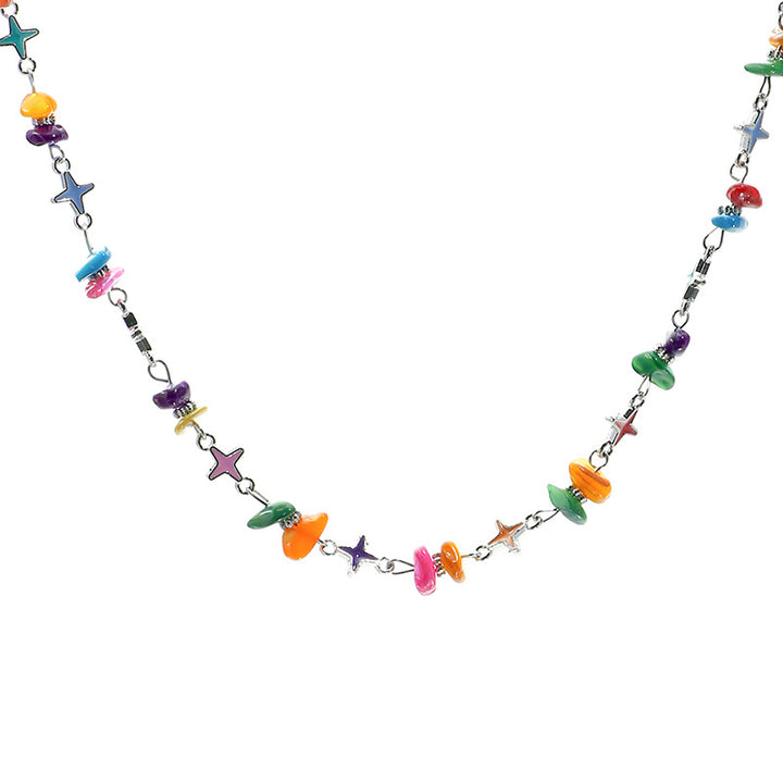 Women’s Irregular Gravel Epoxy Eight-Pointed Star Necklace – Sweet & Cool Geometric Jewelry
