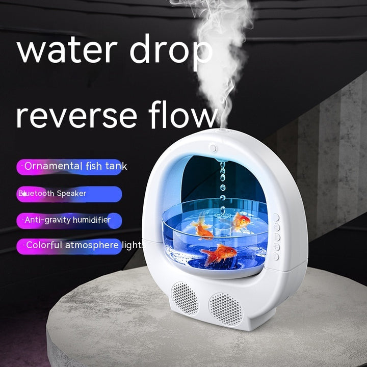 🌊💧 4-in-1 Anti-Gravity Humidifier | Aromatherapy + Bluetooth Speaker + Fish Tank Lamp ✨