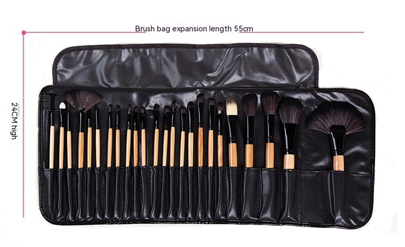 ✨ 24-Piece Makeup Brush Set — Black & Wood Color Full Beauty Kit 💄🖤