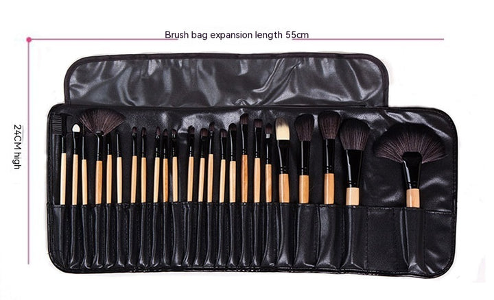 ✨ 24-Piece Makeup Brush Set — Black & Wood Color Full Beauty Kit 💄🖤