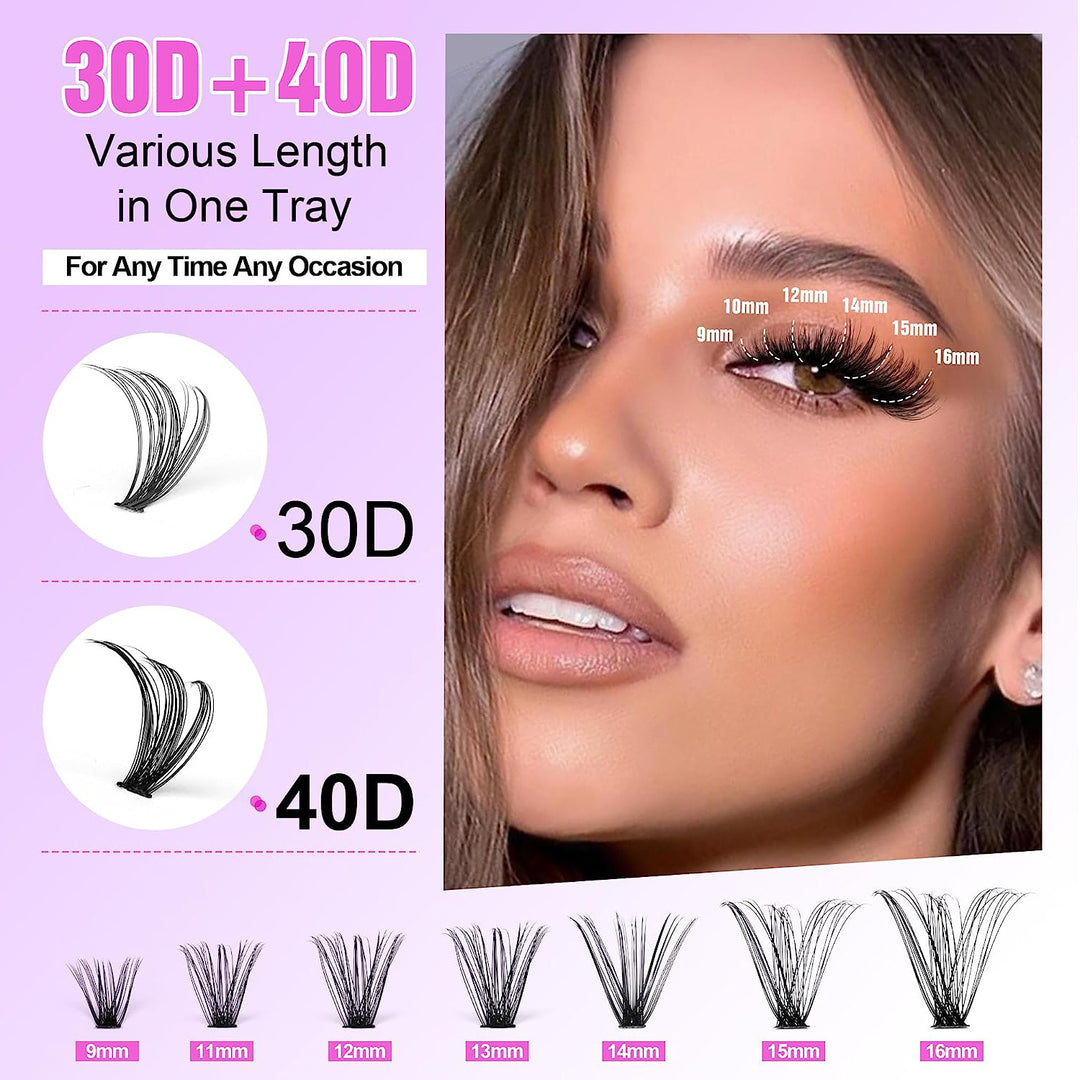 👁️✨ 30D/40D False Eyelashes Mixed Suit – 14 Rows Lash Extension Kit
