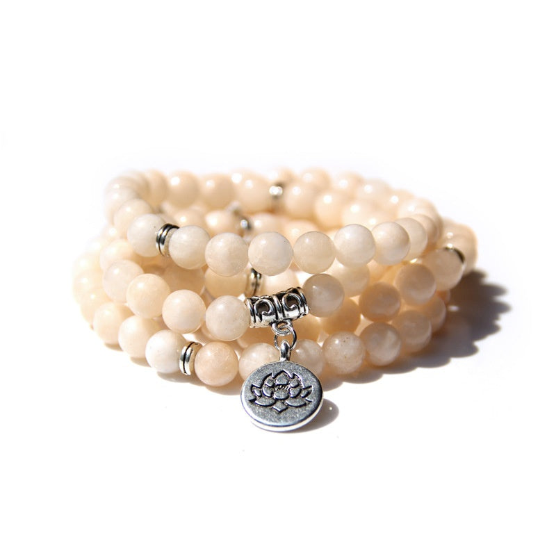 Women’s Fashion Vintage Natural Stone Bracelet – Angel Echeveria & Lotus Design
