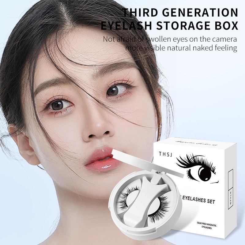 🧲👁️ Magnetic False Eyelashes with Integrated Storage Box – Glue-Free Natural Lash Set with Applicator