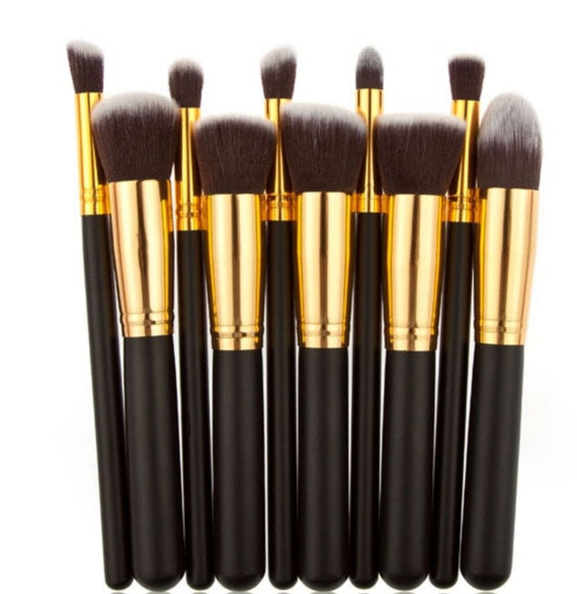 ✨ Black Bing Portable 10-Piece Makeup Brush Set — Beauty Tools Kit 💄