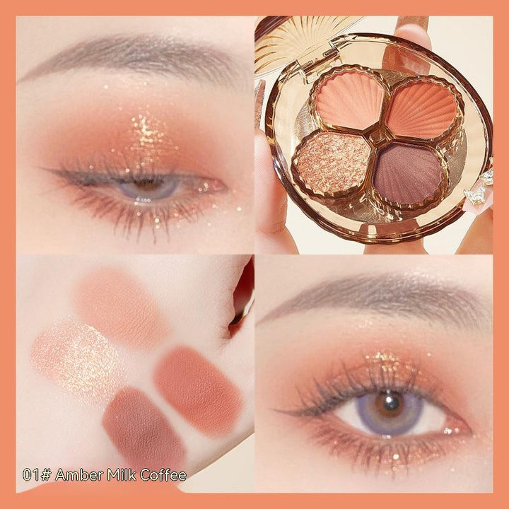 🤎 Color Rendering 4-Color Eyeshadow Palette – Long-Lasting Brown & Warm Tone Makeup Set ✨