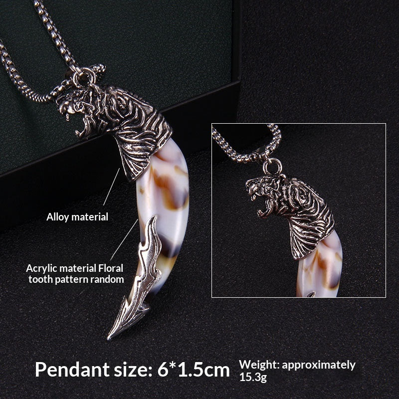 Bold Wolf Tooth & Dragon Head Necklace – Stainless Steel Pendant Jewelry