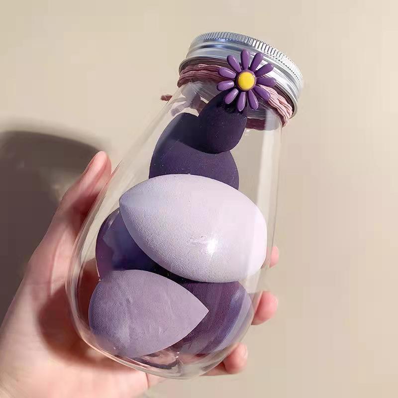 💄✨ Portable Travel Size PET Bottle Makeup Egg Set | Beauty Sponge Kit (4PCS)