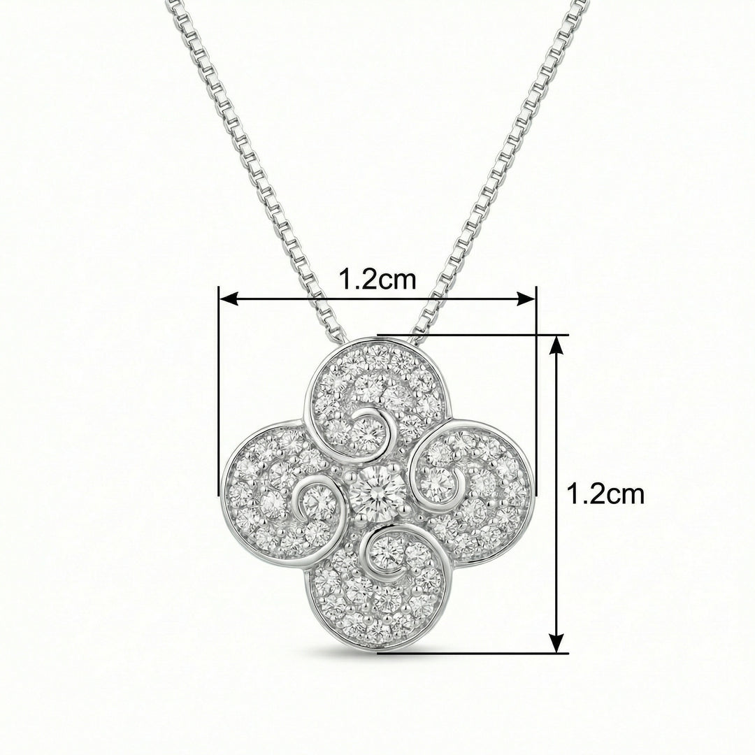 ✨ 925 Sterling Silver Sparkling Diamond Floral Swirl Pendant Necklace ✨