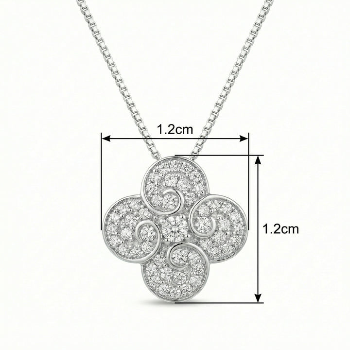 ✨ 925 Sterling Silver Sparkling Diamond Floral Swirl Pendant Necklace ✨
