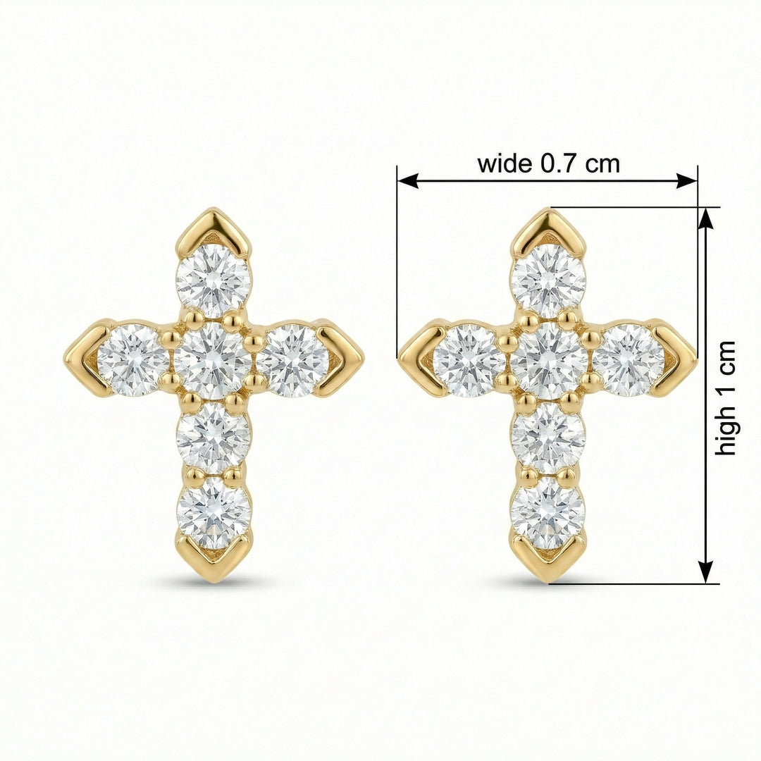 ✨ 925 Sterling Silver Cruciform Stud Earrings with Sparkling Clear Accents ✨