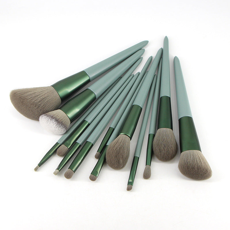 ✨ Green Wooden Handle Quick-Drying Soft Fur Makeup Brush Set 💄🌿