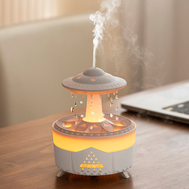 🌧️💧 UFO Raindrop Humidifier | 7-Color LED Aromatherapy Rain Diffuser ✨