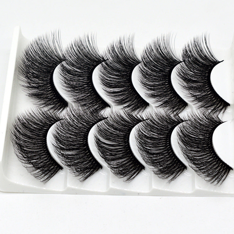 👁️✨ Hand-Made Thick & Long Natural False Eyelashes – 3D Fiber Lash Set (5 Pairs)