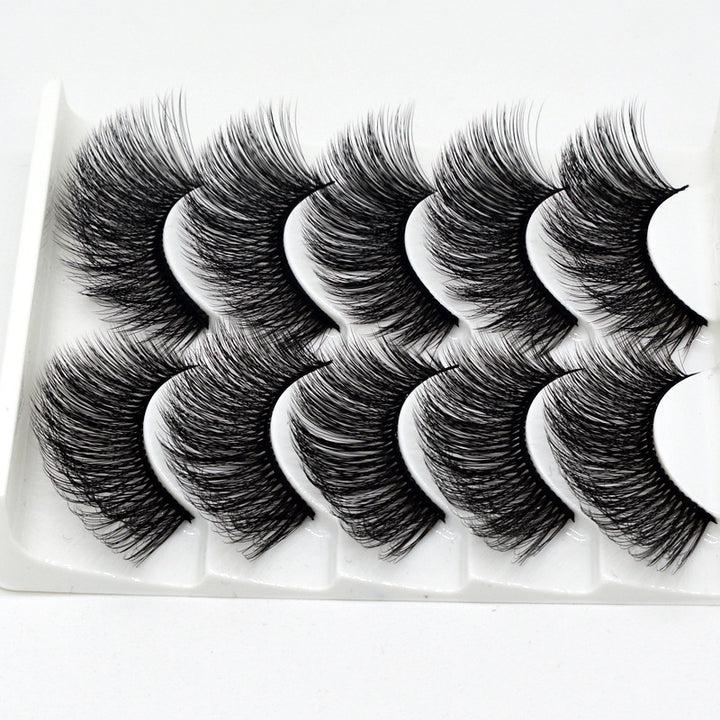 👁️✨ Hand-Made Thick & Long Natural False Eyelashes – 3D Fiber Lash Set (5 Pairs)