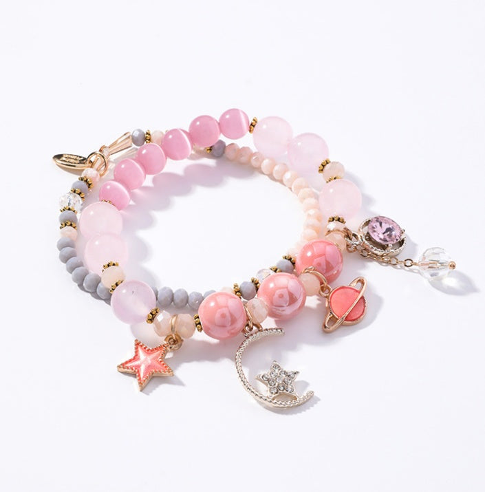 Stars Moon Cat Eye Crystal Multilayer Bracelet for Women