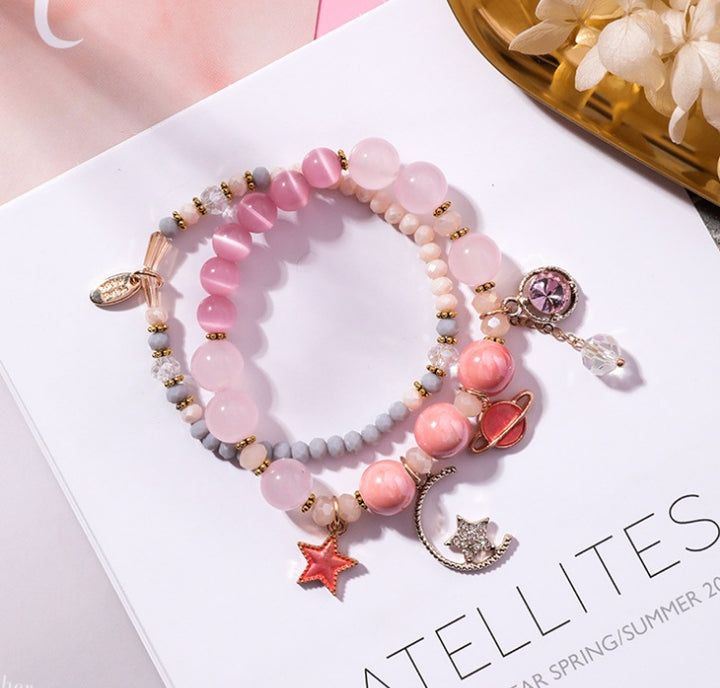 Stars Moon Cat Eye Crystal Multilayer Bracelet for Women