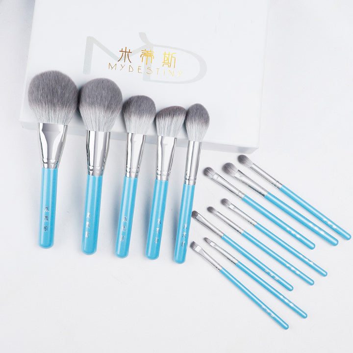 ✨ Simple Wooden Handle 13-Piece Makeup Brush Set 💄