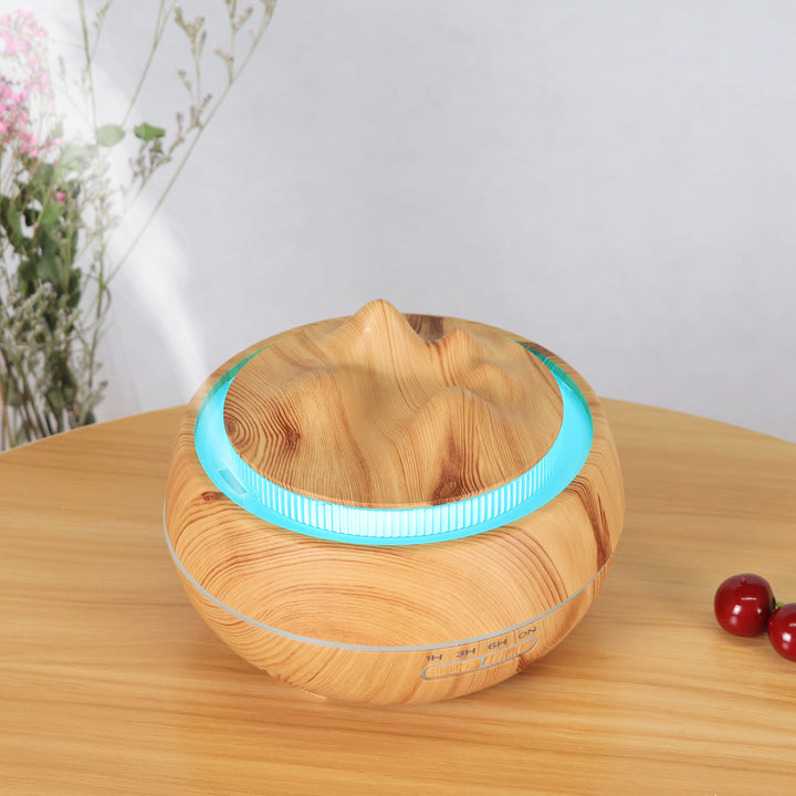 🌿💧 Wood Grain Aromatherapy Humidifier | LED Vase Diffuser 🌙✨