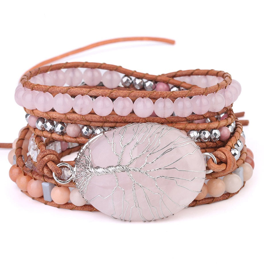 Natural Stone Beads Red Wood Grain Bracelet
