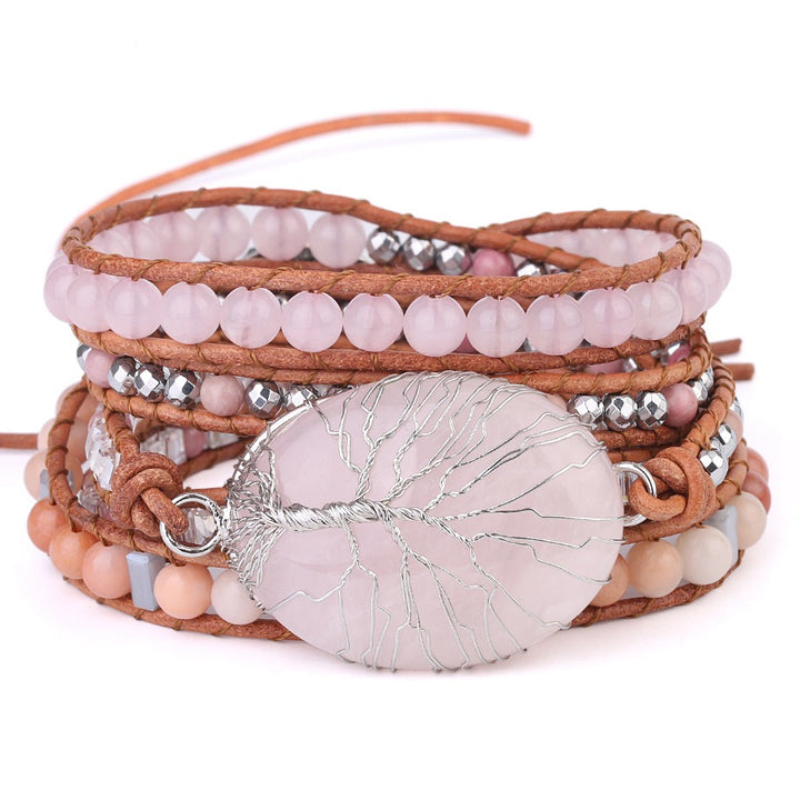 Natural Stone Beads Red Wood Grain Bracelet