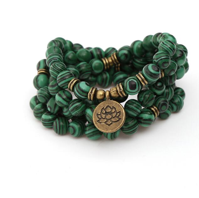 Silver Lotus Pendant Buddha Bead Bracelet – Spiritual Yoga Jewelry
