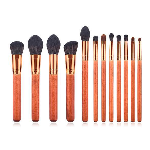 ✨ 12-Piece Makeup Brush Set — Red Wooden Handle Beauty Tools 💄❤️