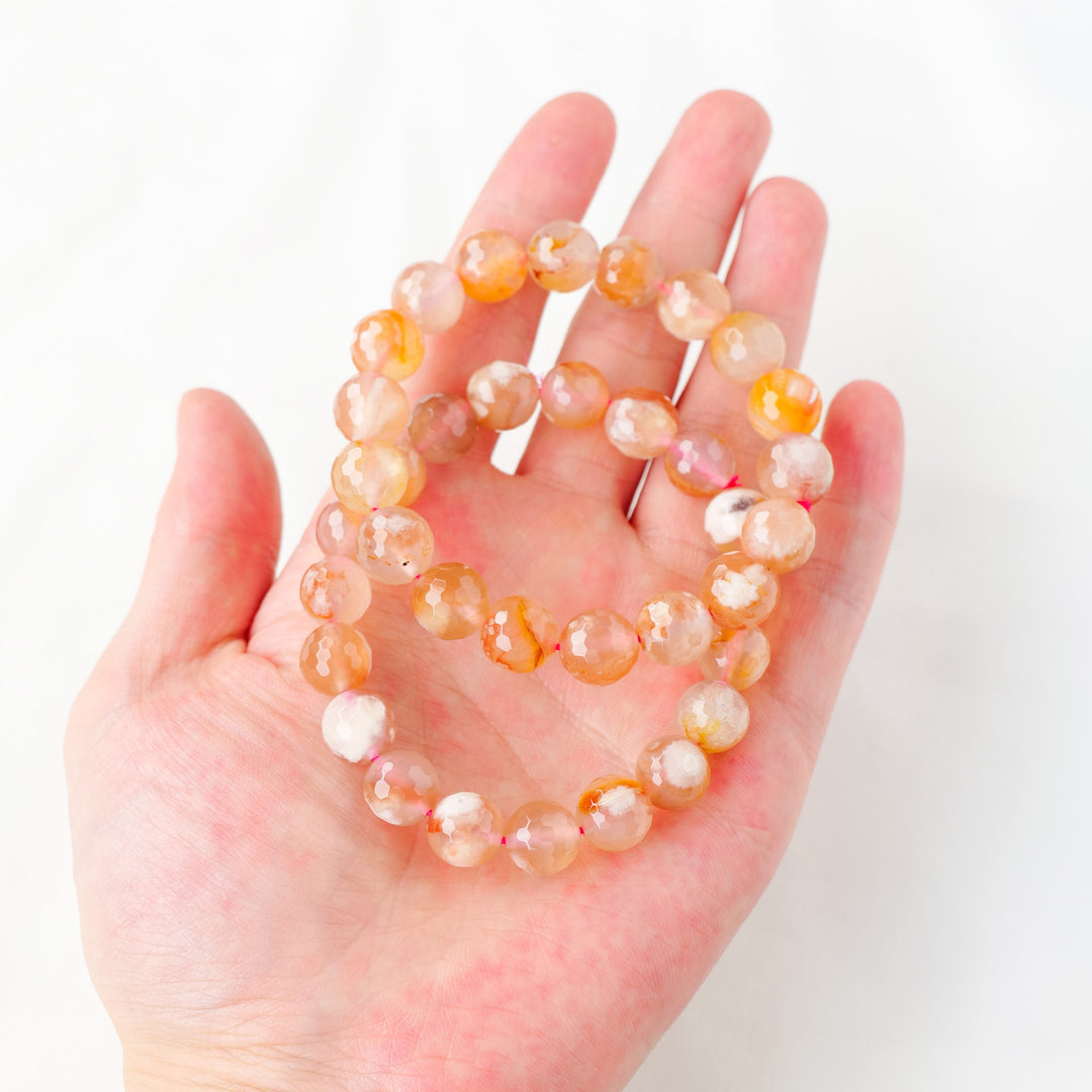 Natural Crystal Red Cherry Blossom Agate DIY Bracelet – Vibrant & Handmade