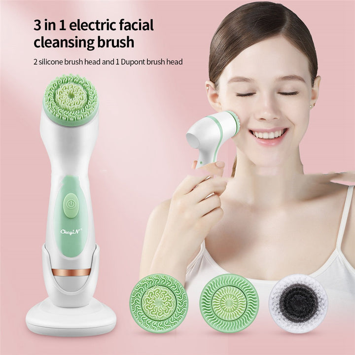 💖🧼 3-in-1 Multifunctional Silicone Facial Cleansing Instrument | Face, Neck & Eye SPA Care Device
