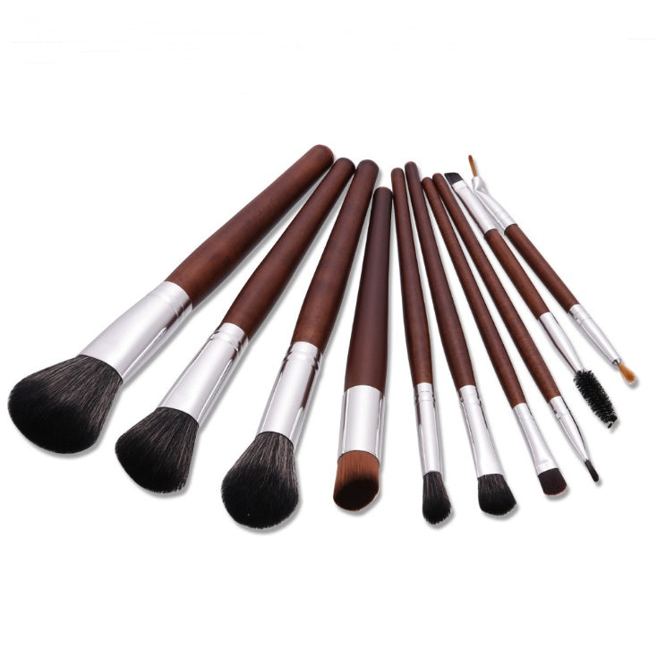 ✨ 10-Piece Makeup Brush Set — Wooden Handle Beauty Tools 💄