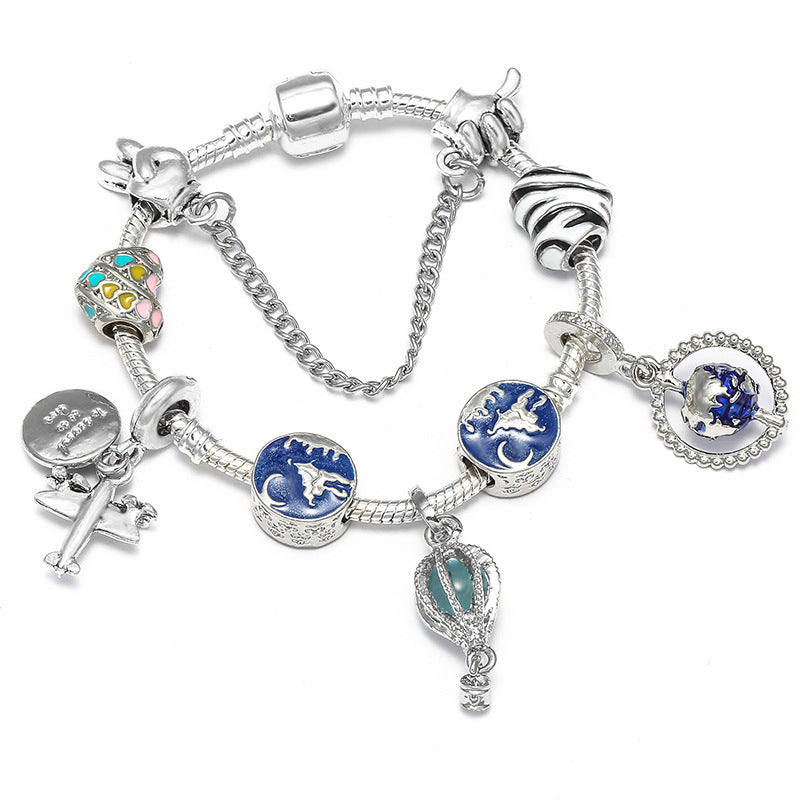 Women’s Beaded Silver Bracelet with Gemstone Accents