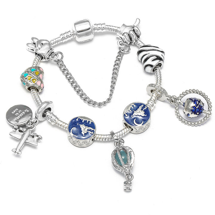 Women’s Beaded Silver Bracelet with Gemstone Accents