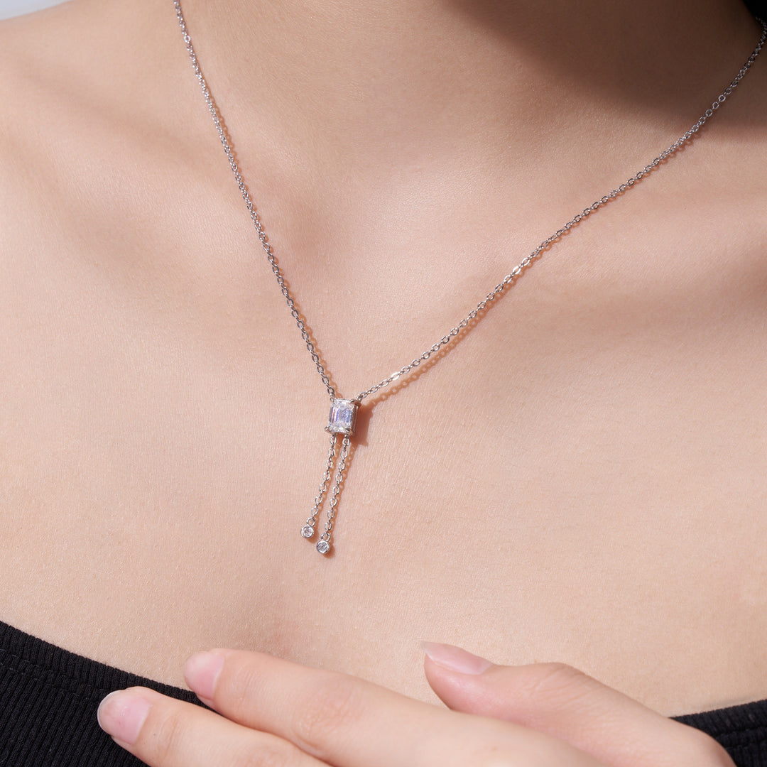 Luxury Minimalist Octagonal Moissanite Pendant Necklace – Gold-Plated S925 Silver