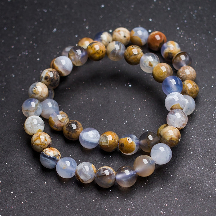 Natural Blue Agate Crystal Bracelet – Single Circle